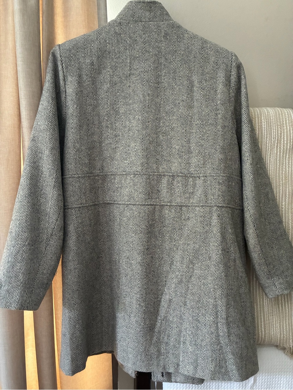 Andree Gray Herringbone Stand-Collar Wool-Blend Coat - Picture 2 of 3